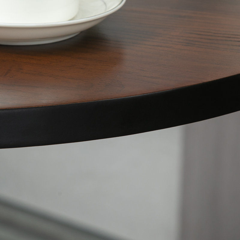 Chaska Round Solid Wood Top Metal Base Dining Table