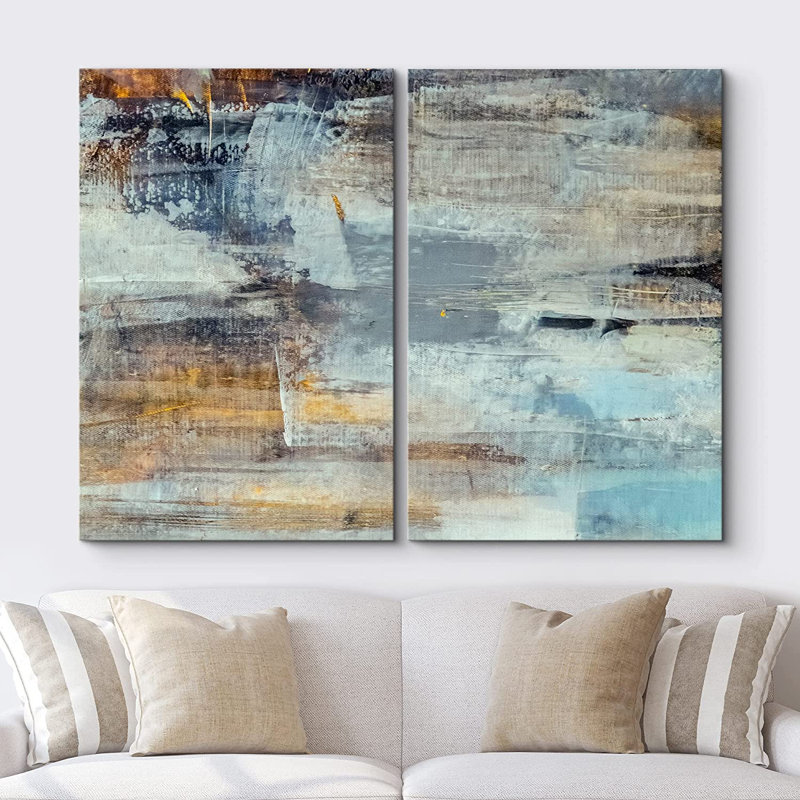 Abstract Grunge Color Composition - ensemble de 2 reproductions sur toiles tendues, H 24 po x l 36 po x 1,5 po