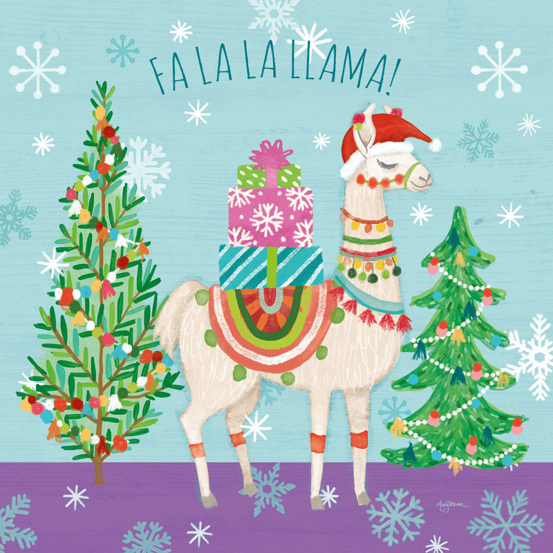 Lovely Llamas IX - mauve, H 30 po x l 30 po, Non, Toile tendue