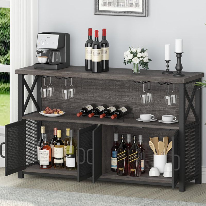 34cm Bar Cabinet, Dark Grey Oak