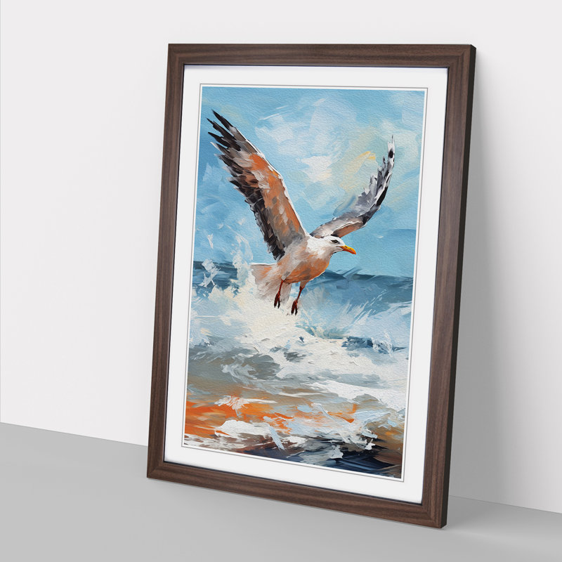 Seagull Gestural 1 Piece Single Picture Frame Wall Art, 64cm H x 46cm W x 2cm D, Walnut