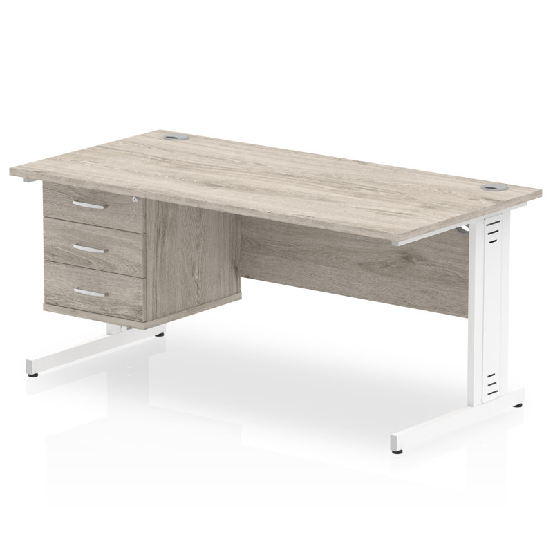 Zetta Metal Base Executive Desk,  73cm H x 160cm W x 80cm D, White