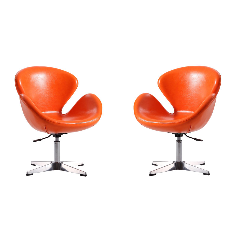 Fauteuil ballon pivotant en cuir Raspberry Vegan, Similicuir mandarine
