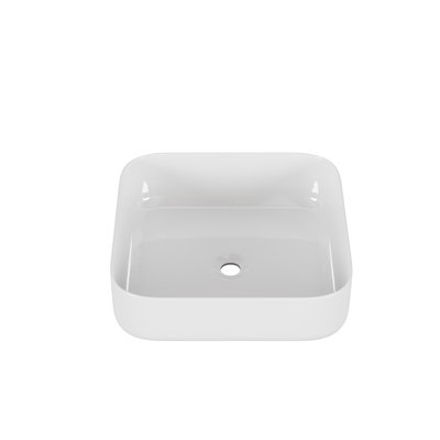 Lavabo vasque carré blanc en céramique 15,1 "x 15,1" pour meuble-lavabo de salle de bain