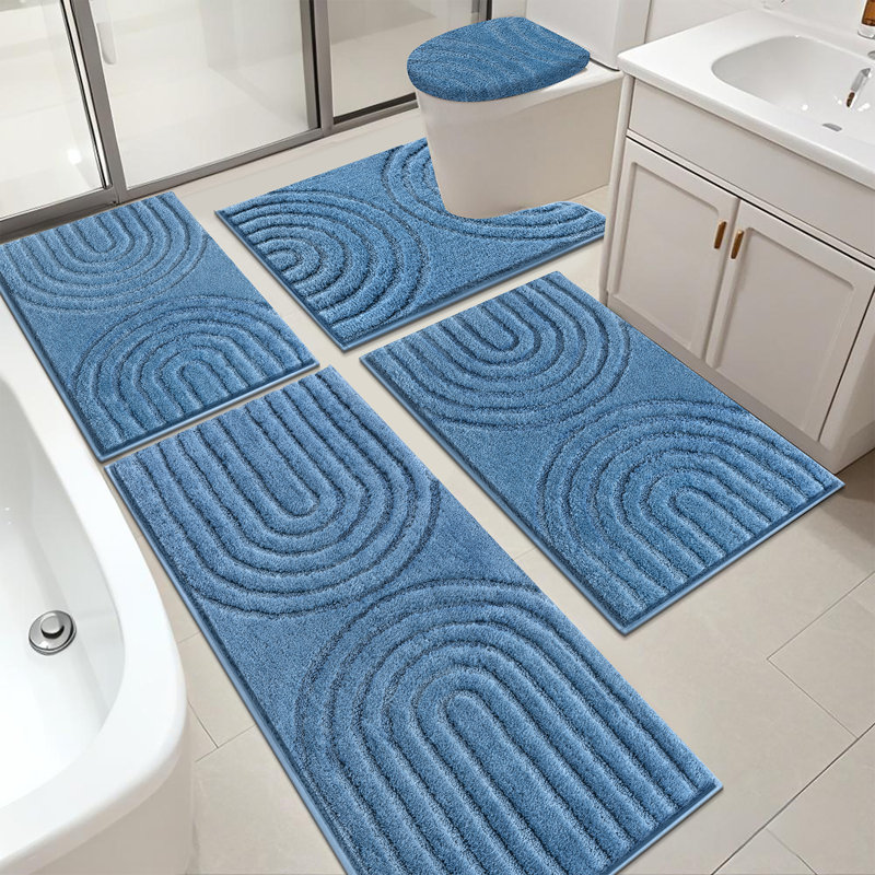 Tapis de bain absorbant (ensemble de 5), Bleu