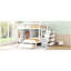 Lit superposé double au-dessus de simple avec garde-robe, tiroirs, blanc