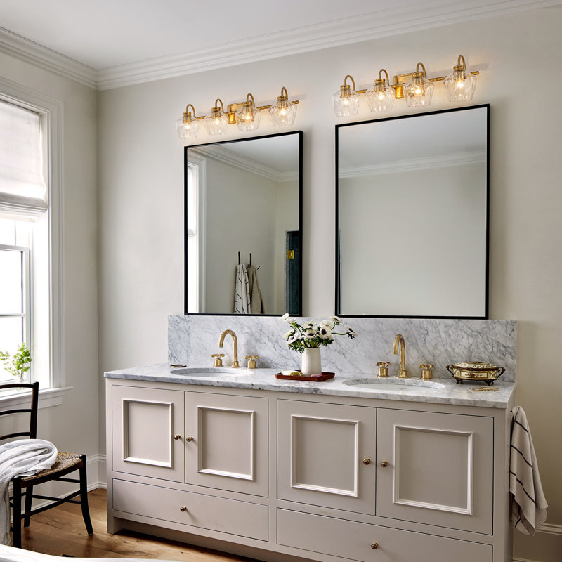 Éclairage pour meuble-lavabo à intensité variable Montalto, Quatre lumières, Doré