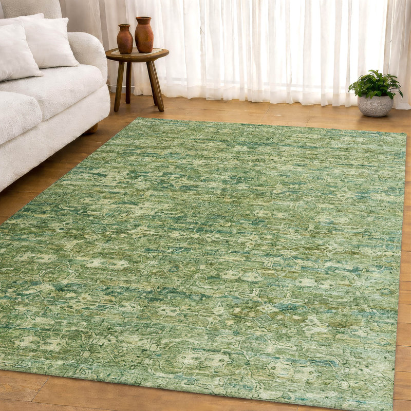 Premium Machine Washable Mayfield AMF2324 Ikat Rug, Olive, 9' x 12'