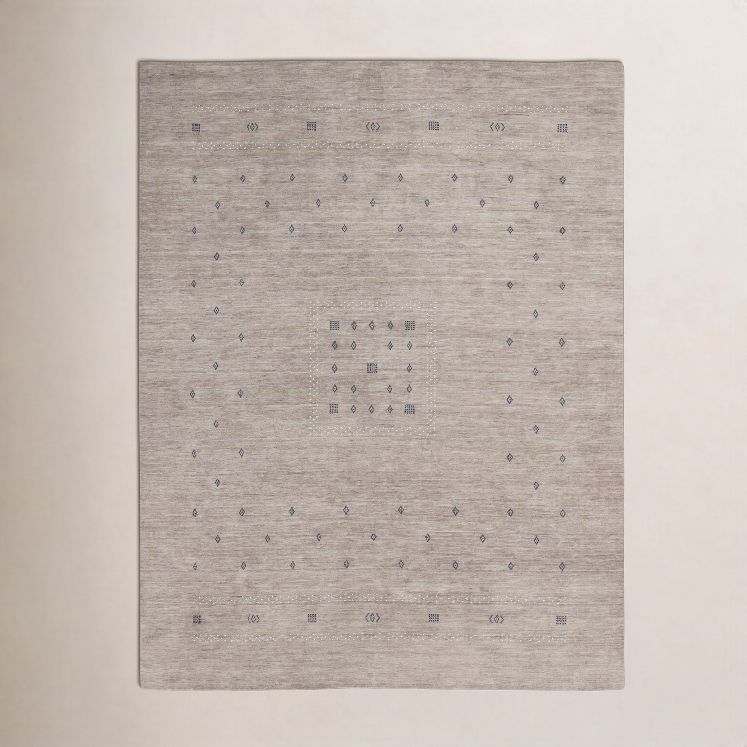 Simi Hand-Woven Geometric Cotton Wool Rug, Brown, Rectangle 5' x 8'