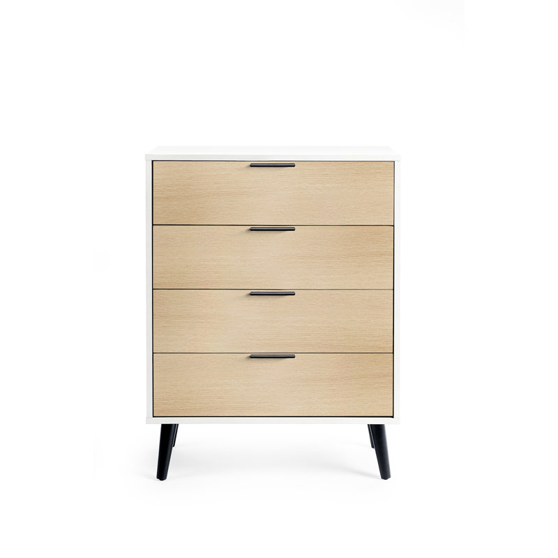 Destany 78cm W 4 - Drawer Chest of Drawers, White/Oak