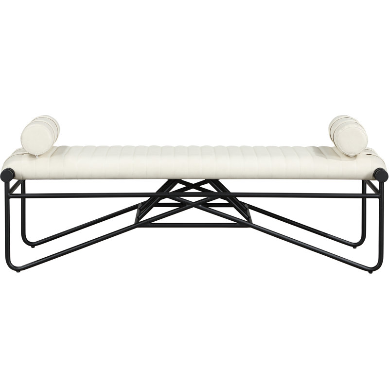 Gatsby Pollman Faux Leather Bench, Cream Vegan Leather