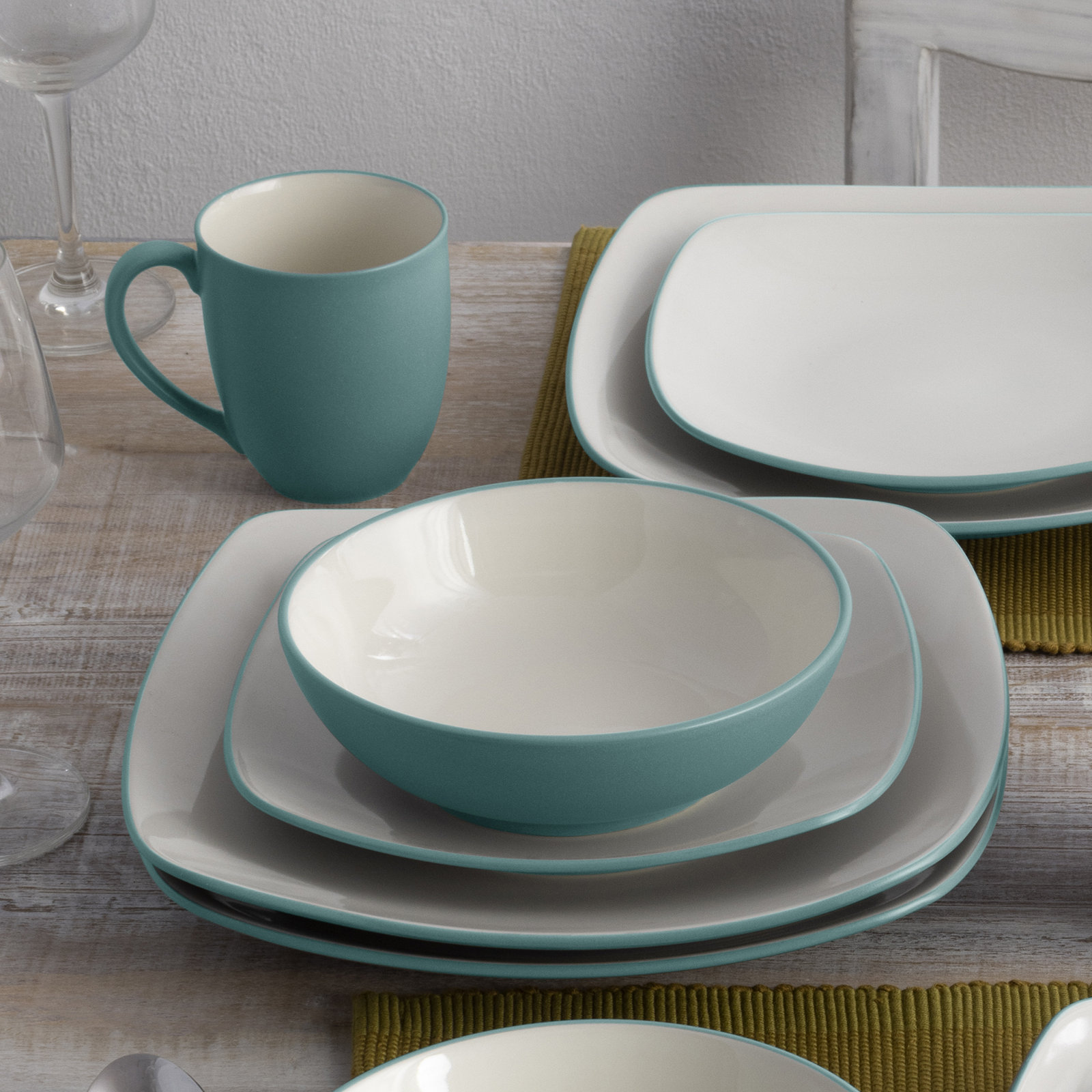 Noritake Colorwave Square Dinner Plates, 10-3/4", Turquoise