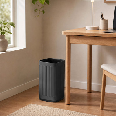 Poubelle en métal de 10 litres avec couvercle pour cuisine, salle de bain et bureau – Poubelle décorative noire mate et étanche, petite poubelle de 10 litres