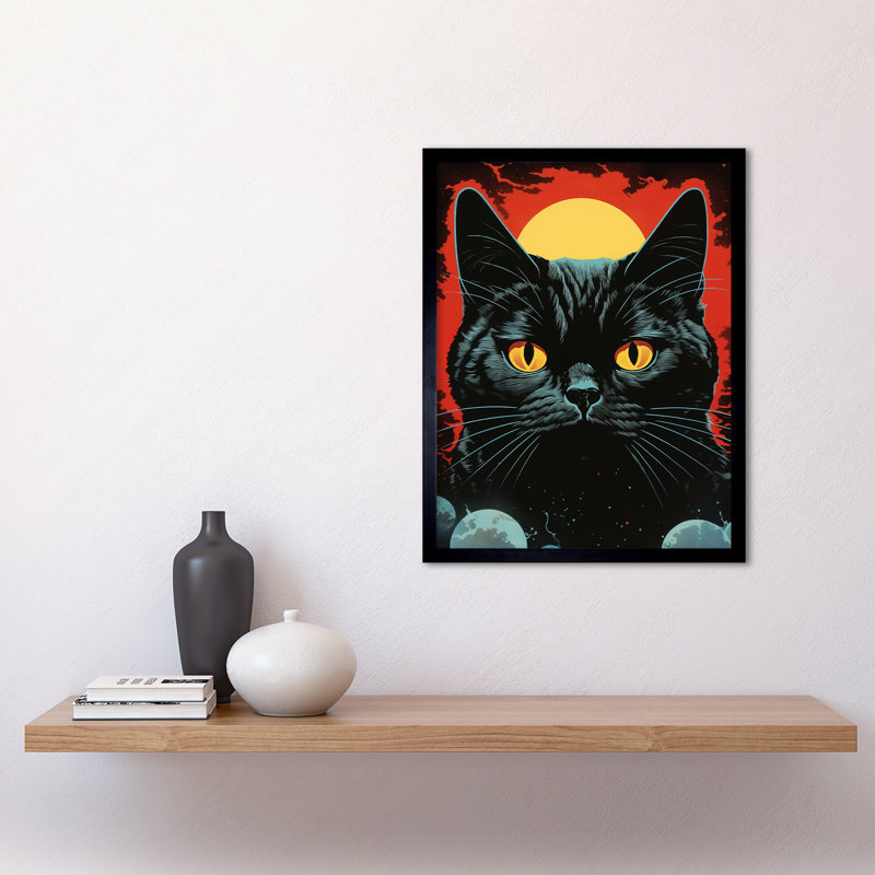In The Shadow Of The Celestial Black Cat Vintage Sci-Fi - Single Picture Frame Print