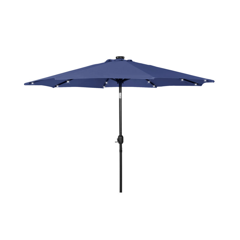 Pavillon de jardin permanent en métal Parasol de marché éclairé avec support remplissable, Bleu marine