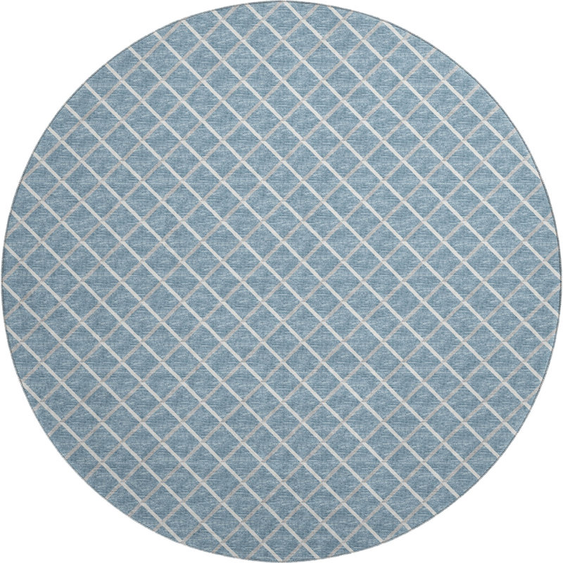 Premium Machine Washable Vaseem AMF140 Sky Rug, Round 8'