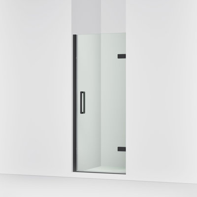 Composed 29-5/8-In30-3/8-In W X 71-1/2-In H Frameless Pivot Shower Door With 3/8-In Crystal Clear Glass And Back-To-Back Vertical Door Pulls