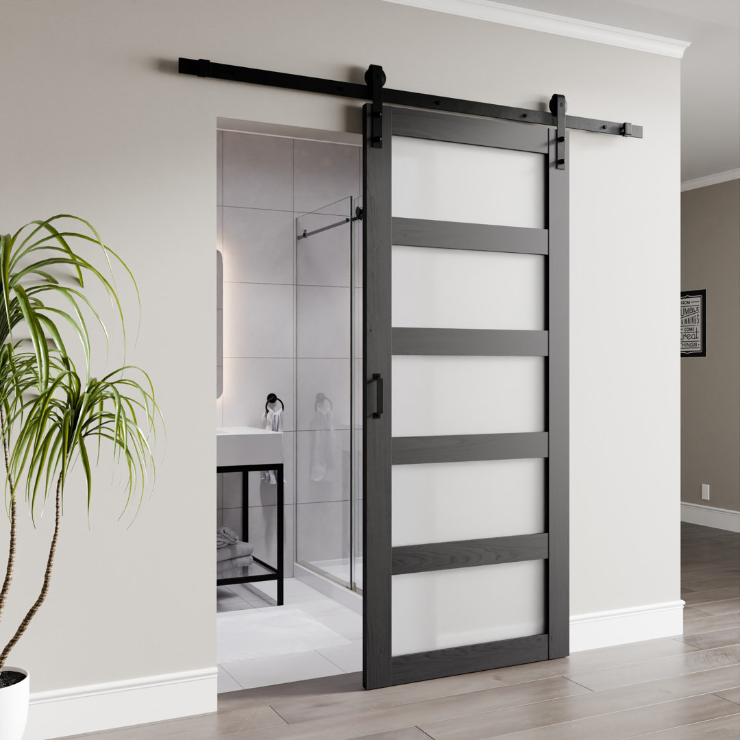 ANZZI 5 Vision Glass Sliding Door - Durable MDF/PVC Construction With Hardware Kit - Double Frosted Glass Panels And Secure Packaging ANZZI