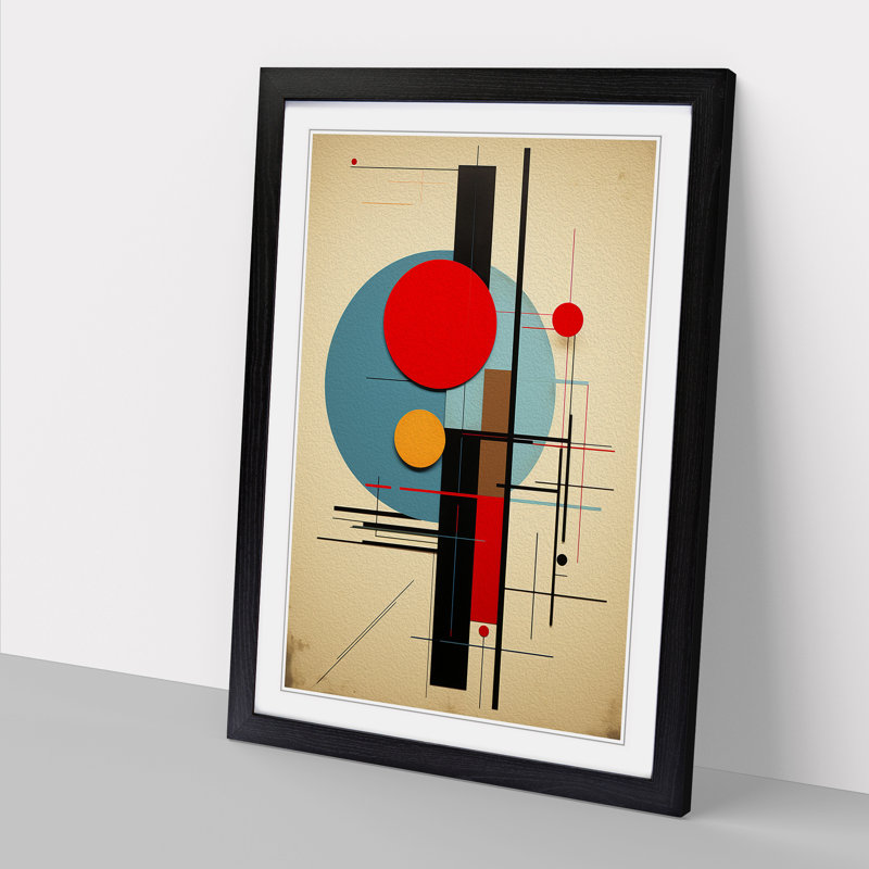 XYZ-FRM-V1223-4502 Minimalist Constructivism - Single Picture Frame Print on Wood, Black , 46cm H x 34cm W x 2cm D