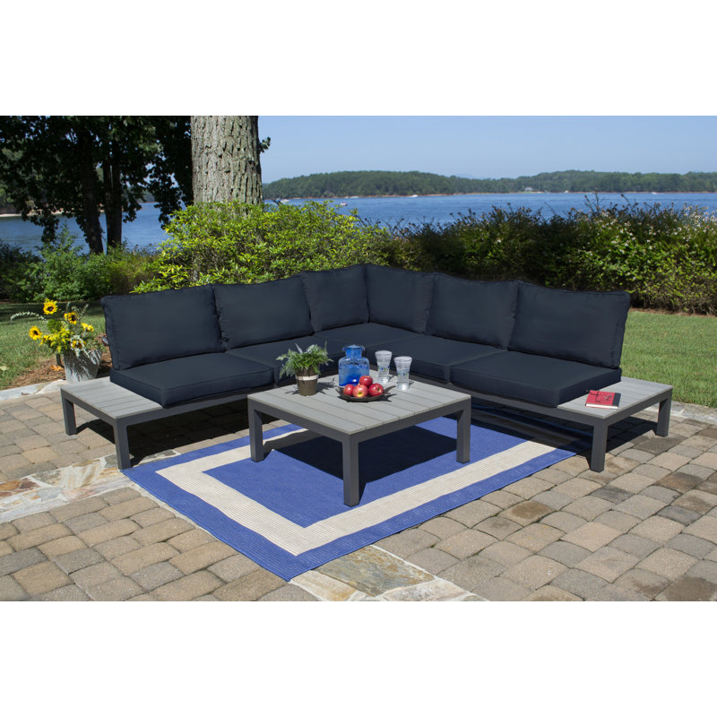 Lakeview Modern Outdoor Aluminum Sectional, Navy