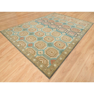 Tapis vert en laine New Age 10 pi x 14 pi Rhyanne