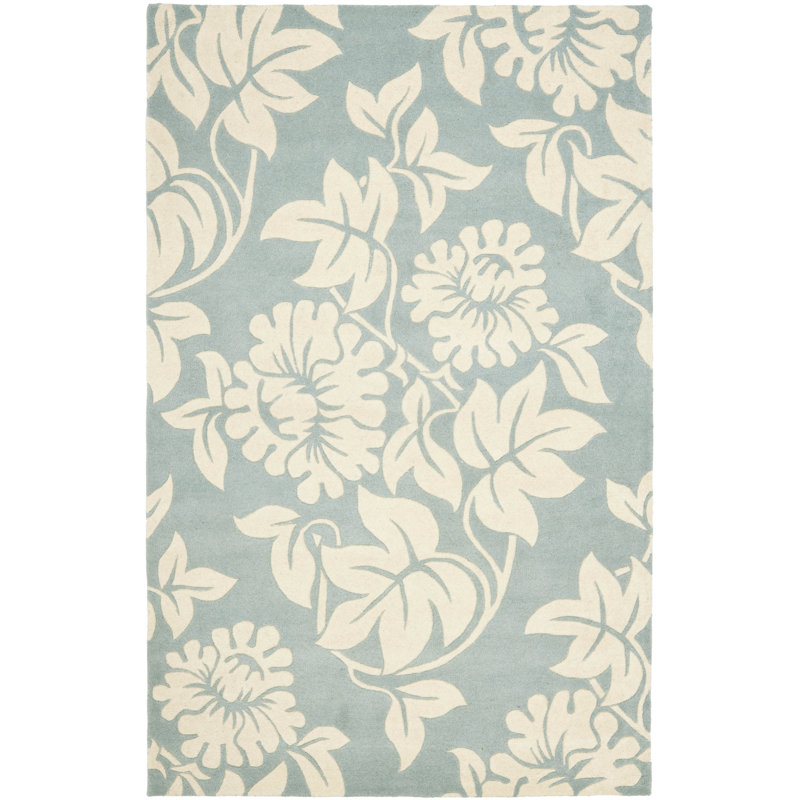Candelo Hand Tufted Wool And Viscose Floral Rug, Rectangle 2' x 3'