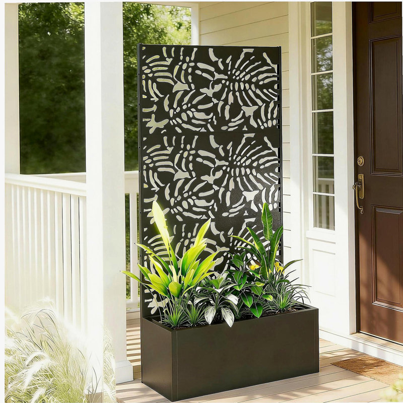 Trellis Planter,Efficient Drainage Planter Box,Spacious Metal Planter Box