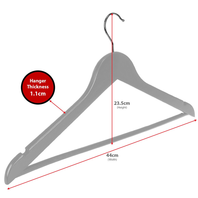 Yerkes Wood Standard Hanger for Dress/Shirt/Sweater, Grey