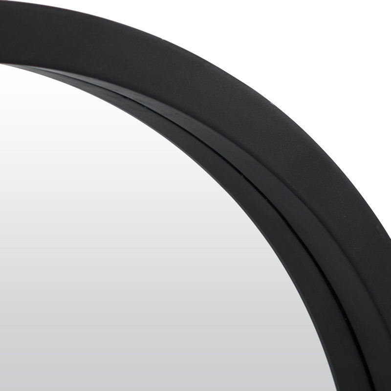 Burel Circle Wall Mirror, 32" H x 32" W, Black