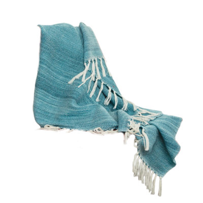 Jeté tissé bleu sarcelle 100% polyester