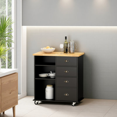 Chariot pour îlot de cuisine avec rangement, table d'appoint roulante sur roulettes avec grand plan de travail, armoire avec tiroirs pour la cuisine, salle à manger