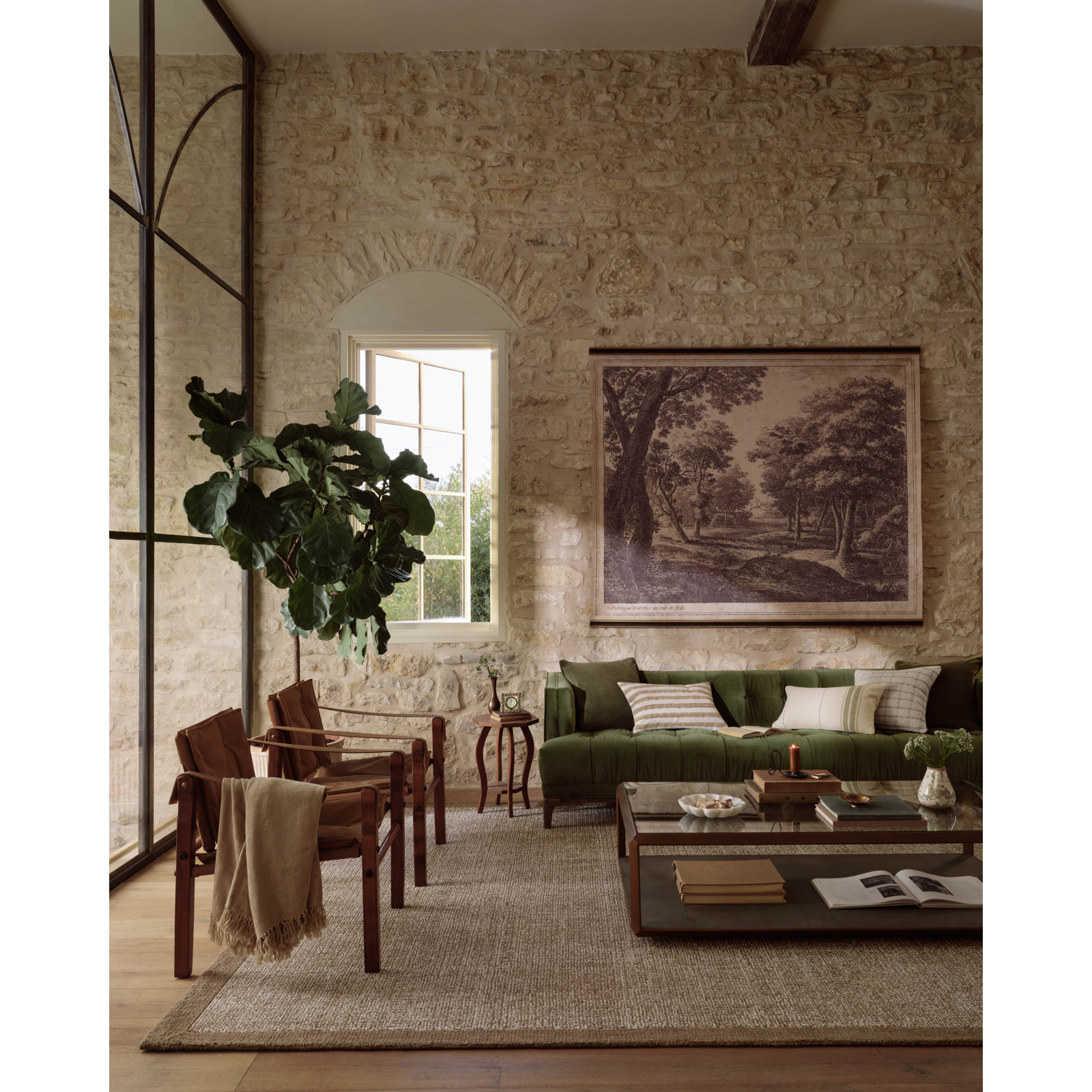 Henley Ivory / Brown Area Rug, Rectangle 5' x 7'6"