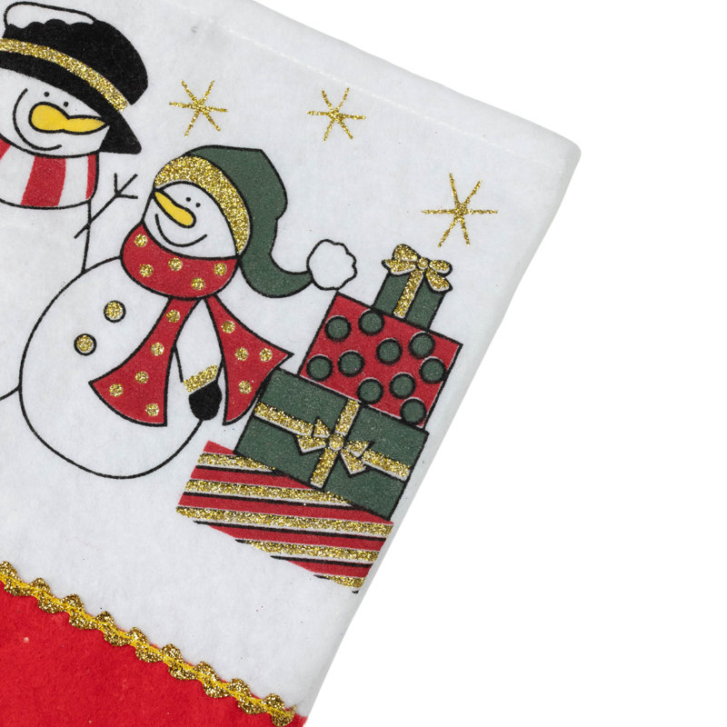 Chaussette de Noël 19 "à motif scintillant rouge et blanc