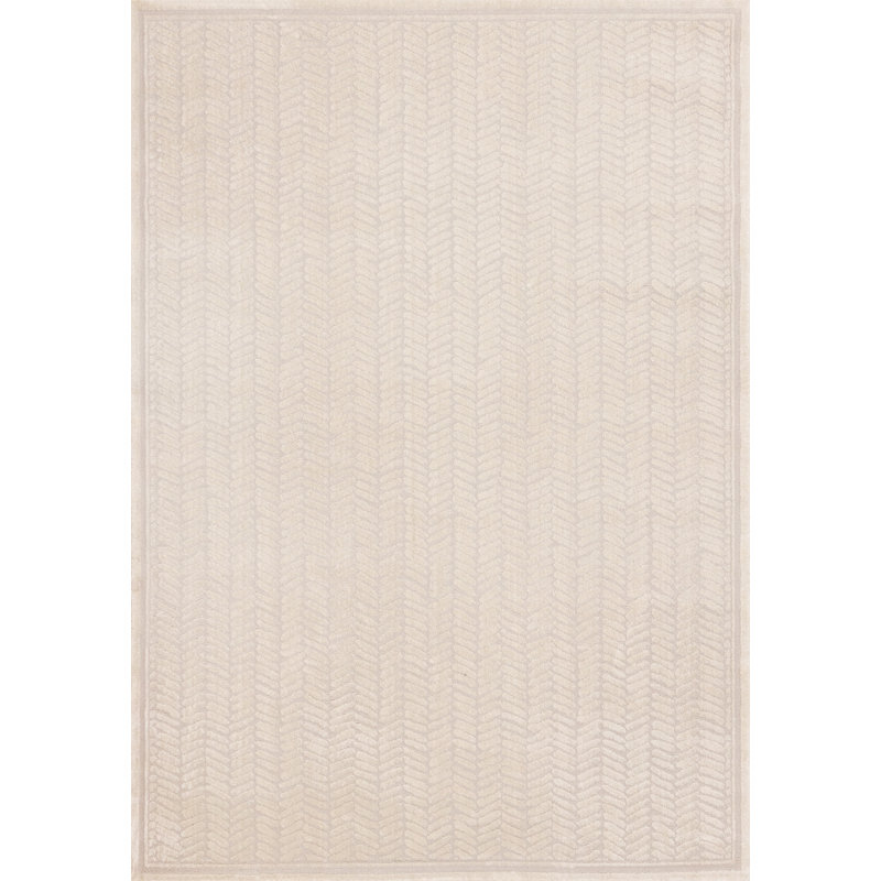 Dimassino Textured Chevron Neutral Cream Indoor Area Rug, Rectangle 5'3" x 7'7"