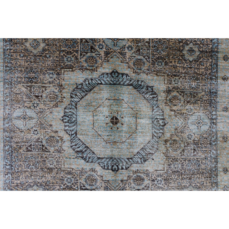 Hand Knotted Wool Area Rug in Beige