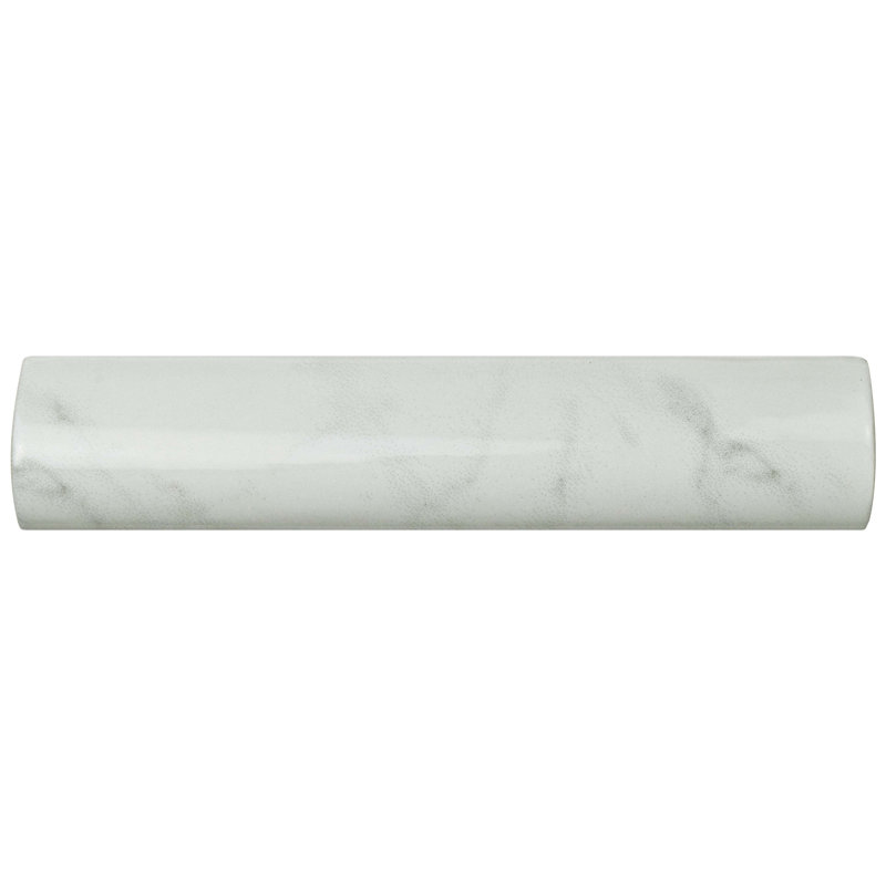 Classico Carrara 6" x 1.25"  Ceramic Pencil Liner Tile Trim in White/Gray