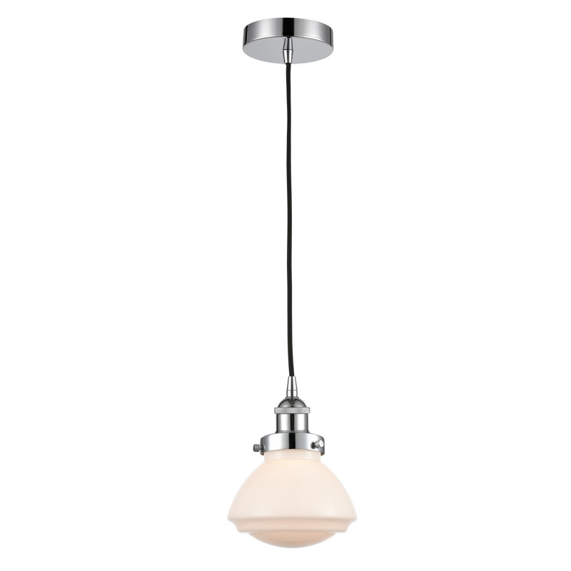 Luminaire suspendu en forme de cloche à 1 lumière Caille, Blanc, Chrome poli