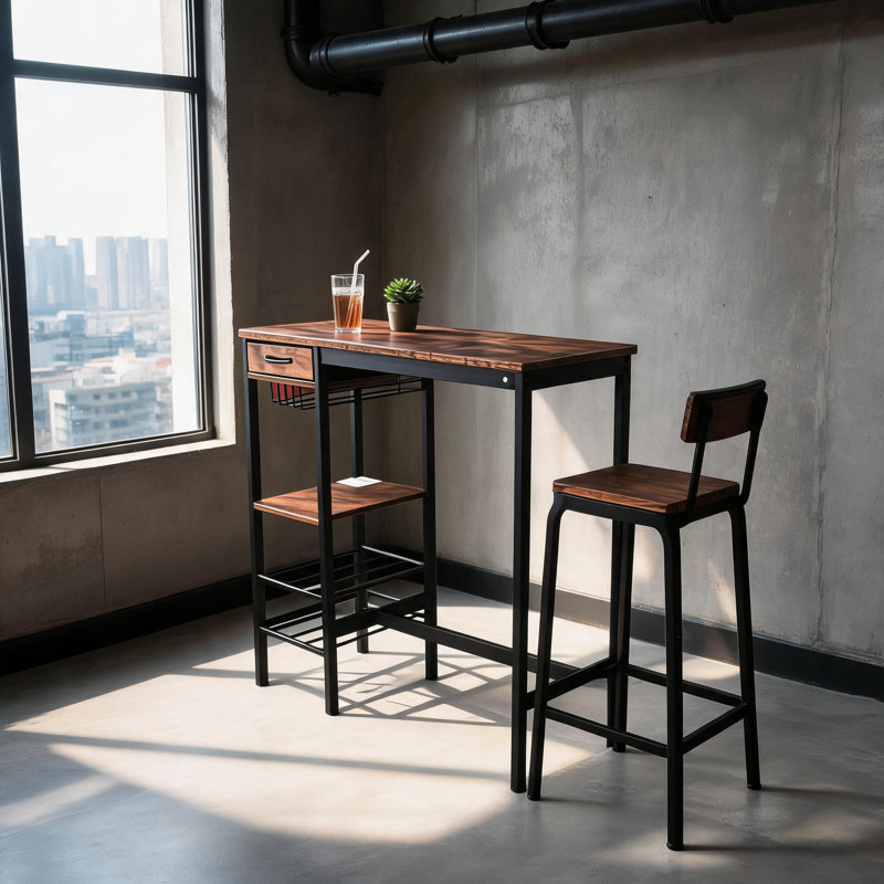 Table de bar Industrial, Brun industriel