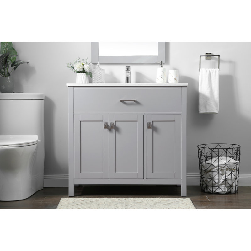 Ensemble de meuble-lavabo simple 36 po avec dessus en marbre Harrison, Gris