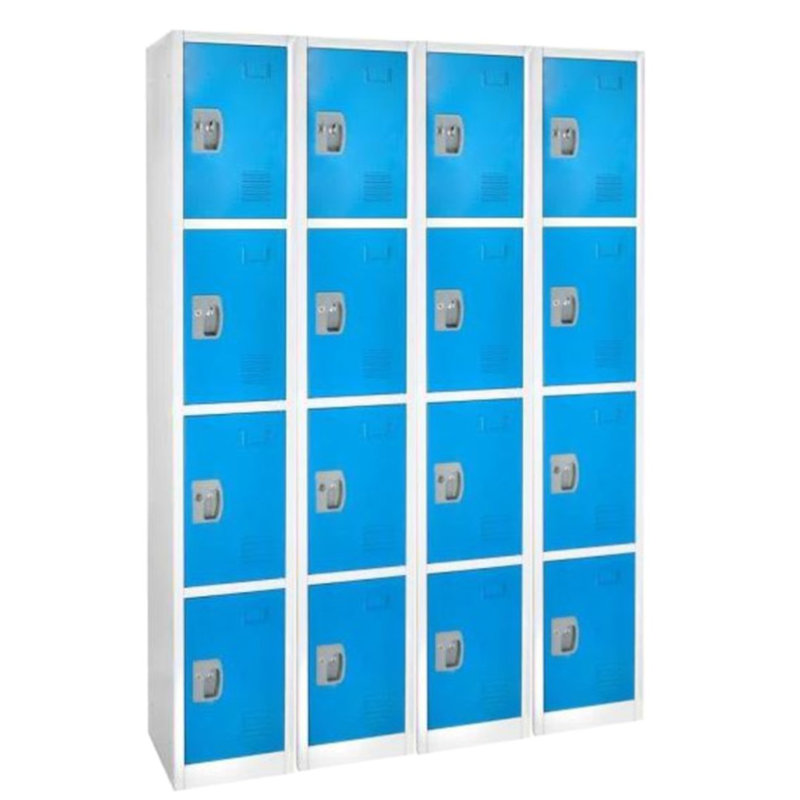 Casier à clés en acier à 4 portes 72 po x 12 po x 12 po à 4 niveaux - rangement pour employés, étudiants, salle de sport, lieu de travail - Comprend des crochets, une ventilation et un porte-carte - Assemblage facile