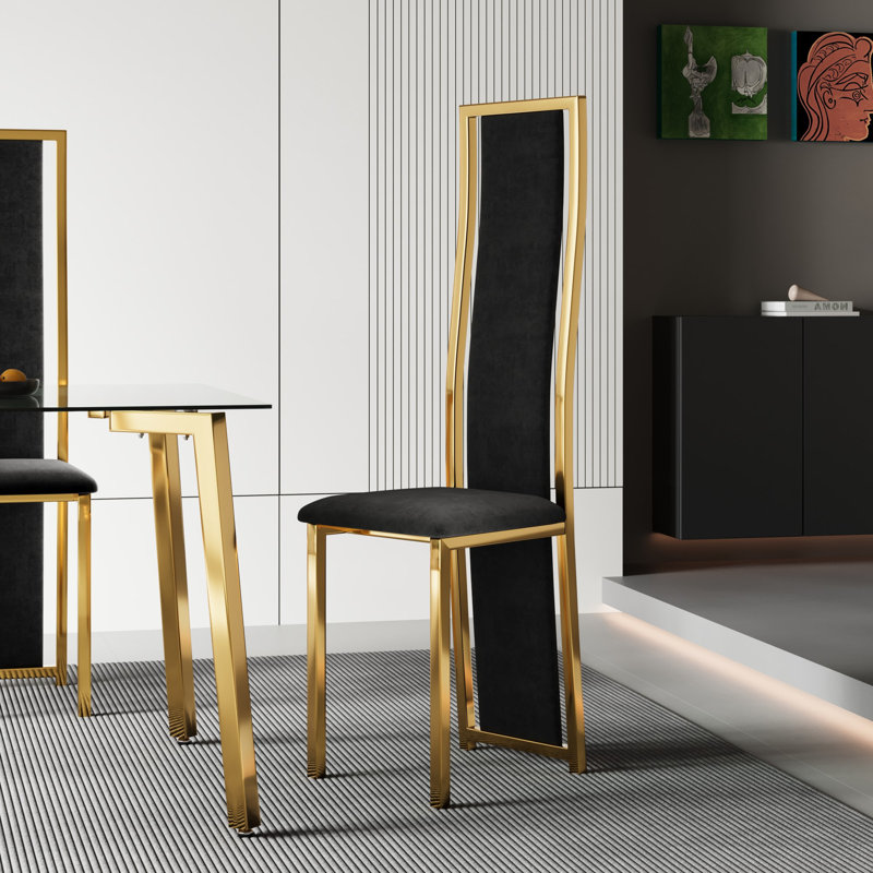 Ensemble de table de salle à manger moderne à 4 places avec chaises en velours