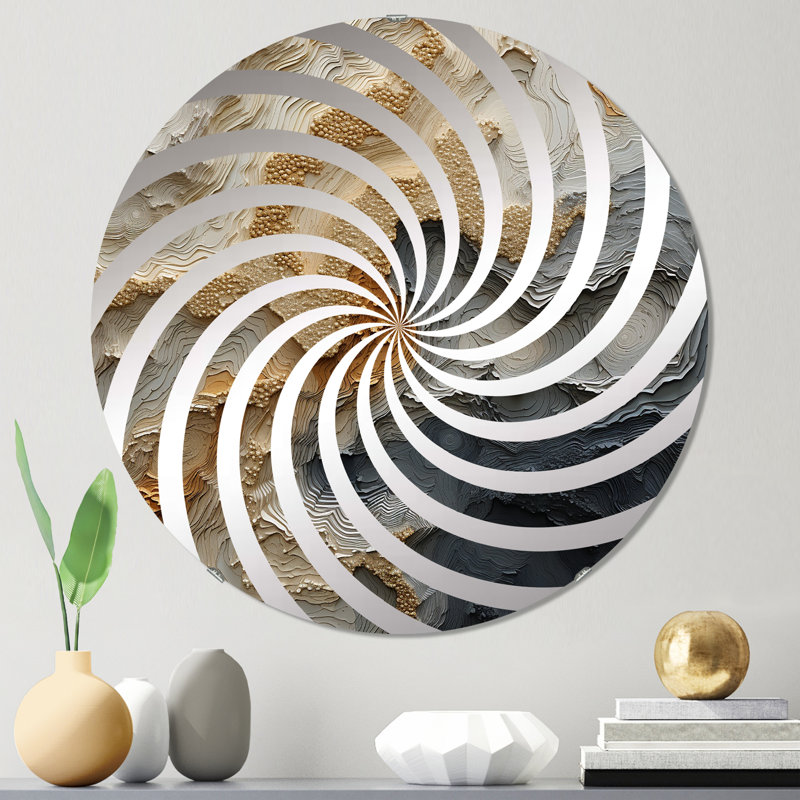 Miroir décoratif Vortex doré et beige - MIR115870-Rond, 23,6 po x 23,6 po
