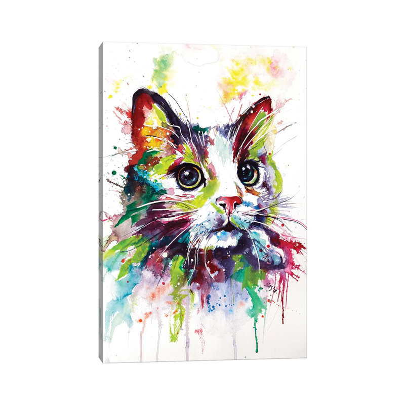Colorful Cat by Anna Brigitta Kovacs - Wrapped Canvas Print, 20.32 cm H x 30.48 cm W