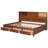 Walnut Colored Full Size Wooden Daybed With 3 Storage Drawers, Shelf And Charging Sockets For A Relaxed Setting Headboard Guest Hospitality-337831894