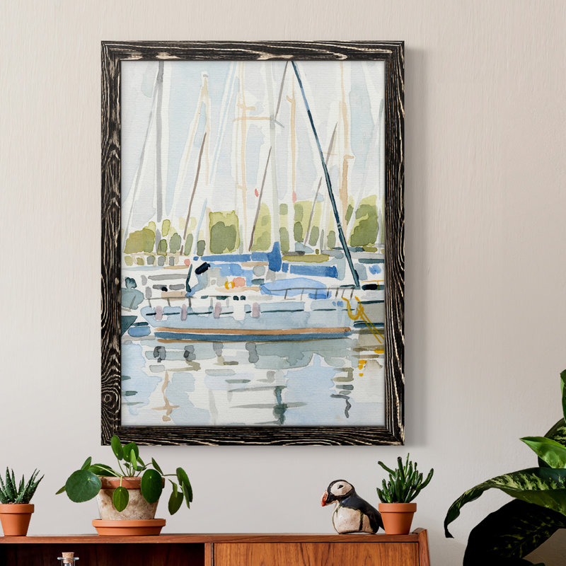 By The Bay II, toile encadrée de qualité supérieure - prête à être accrochée, H 32 po x l 23 po x P 1 po, Cadre noir