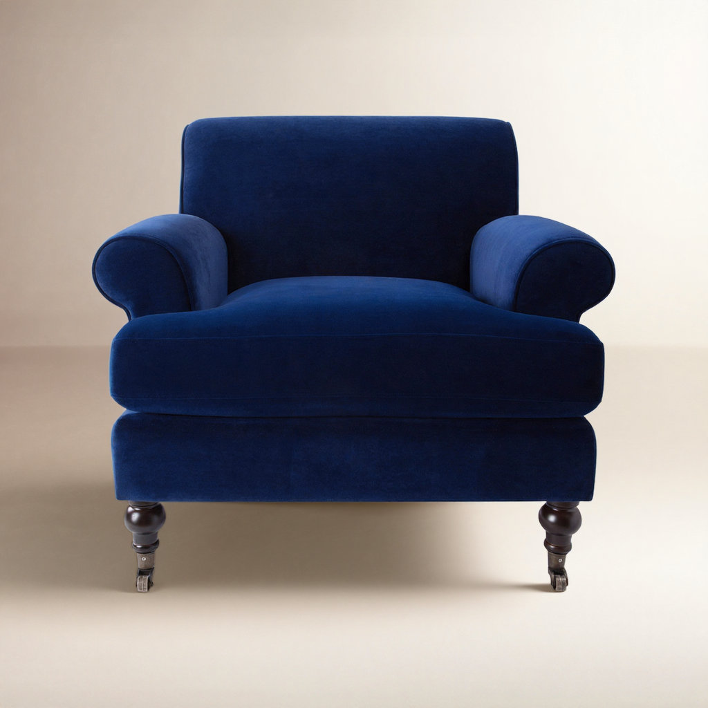 Wade Logan® Harbor Linen Armchair, Navy Blue Velvet