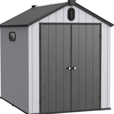 6*8ft Plastic Garden Tool Shed - & Easy To Install 6x8ft Outdoor Storage Functional Construction