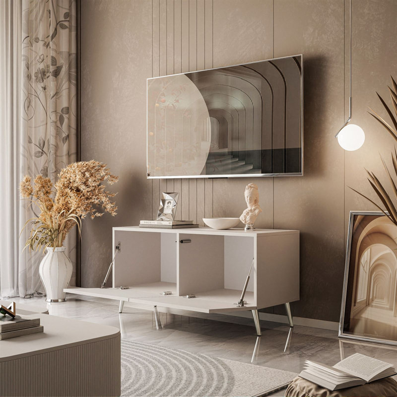 Koschwanez TV Cabinet for TVs up to 40", Cashmere with White Legs