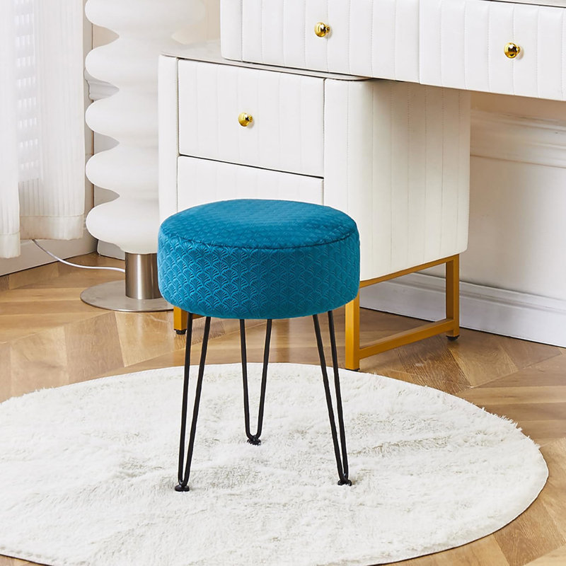 Vanity Accent Stool with Metal legs, Sarcelle