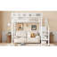 Lit mezzanine haut simple en métal avec escalier et rangement, blanc pour, 94,3 longs, 47,8 larges escaliers, garde-robe de rangement intégré, X 73,4 dimensions